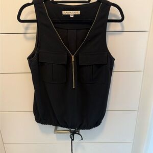 Trina Turk Black Gold Zippered Sleeveless Tank